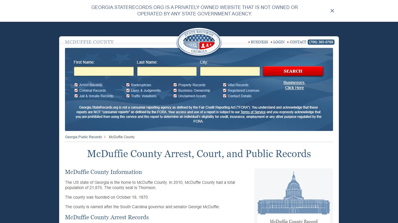 McDuffie County Arrest, Court, and Public Records