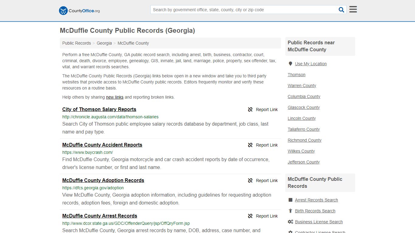 Public Records - McDuffie County, GA (Business, Criminal, GIS, Property ...