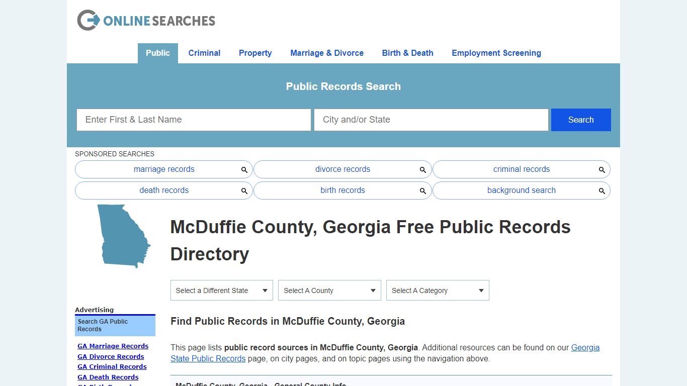 McDuffie County, Georgia Public Records Directory