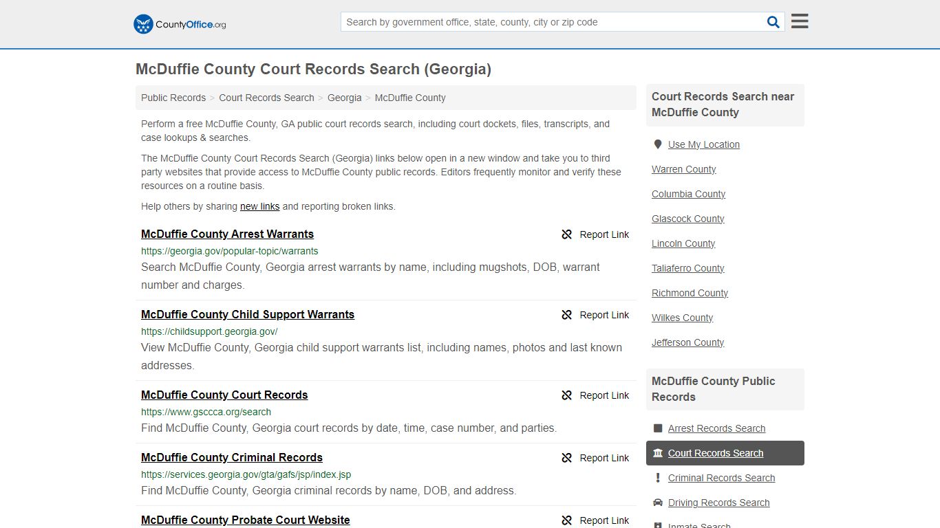 McDuffie County Court Records Search (Georgia) - County Office