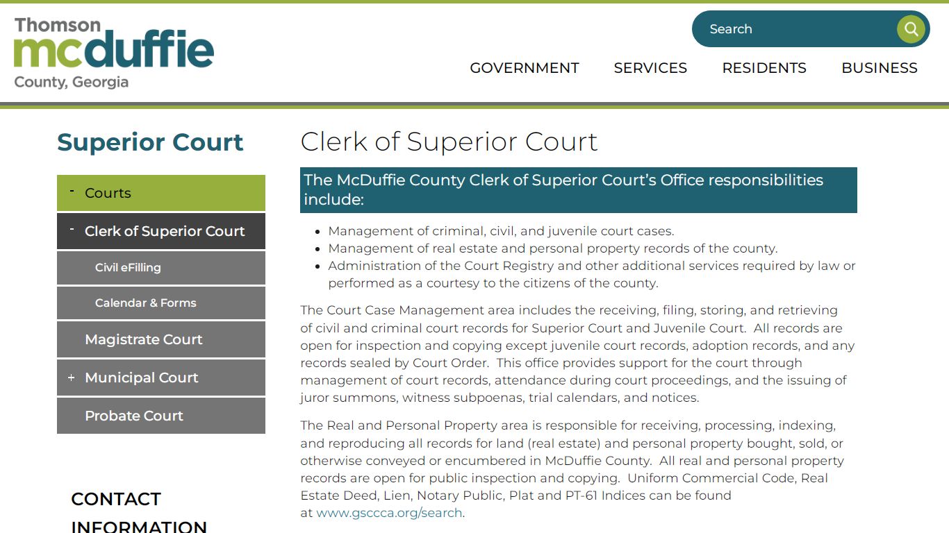 Clerk of Superior Court | Thomson-Mcduffie, Georgia